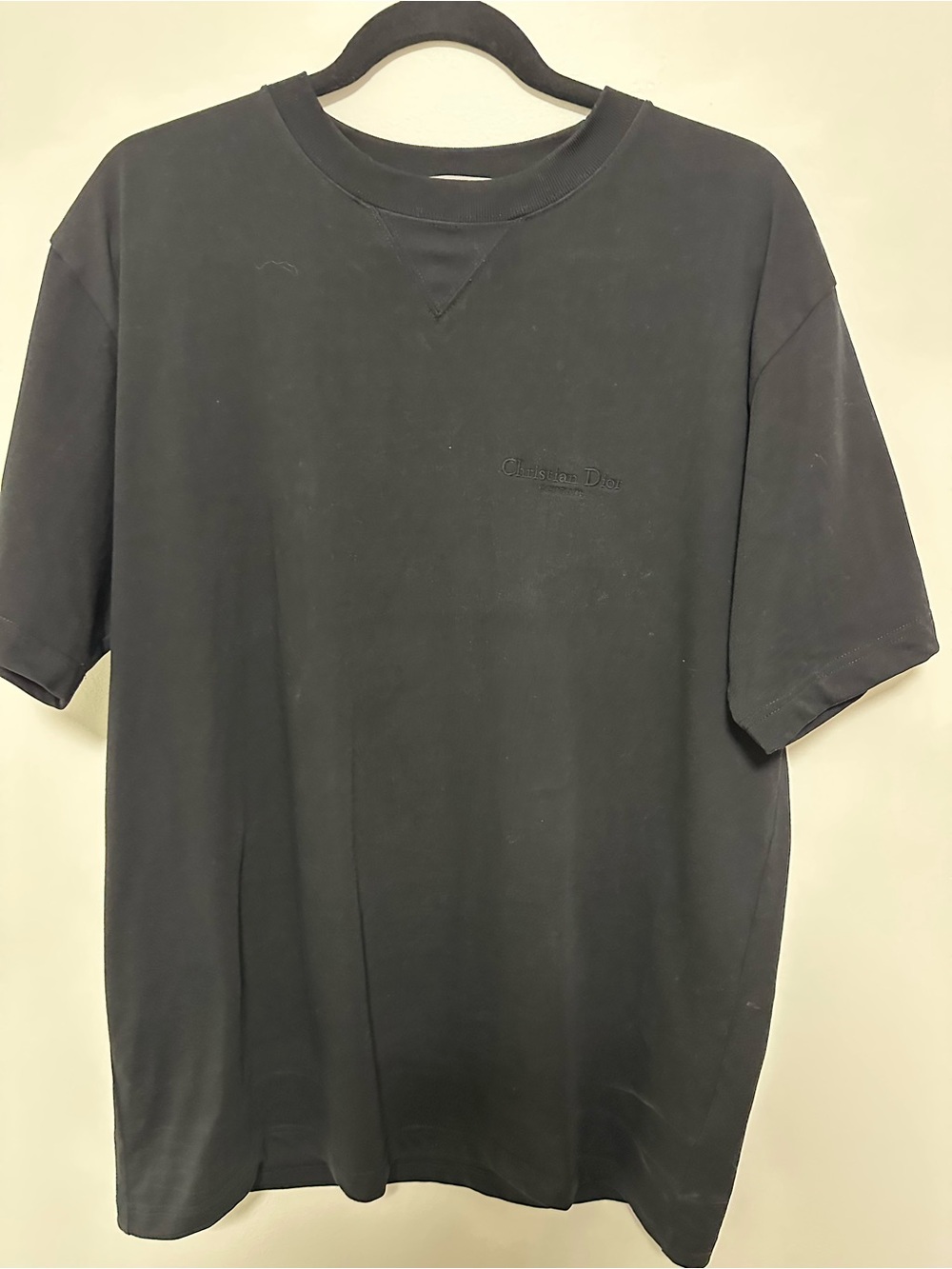 Dior Black Short-Sleeve Crewneck T-Shirt with Subtle Chest Logo